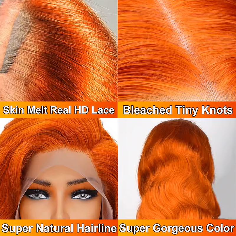 220% Density 16-36 Inch Orange - Lace Front Wig incelemesi ve fiyatı