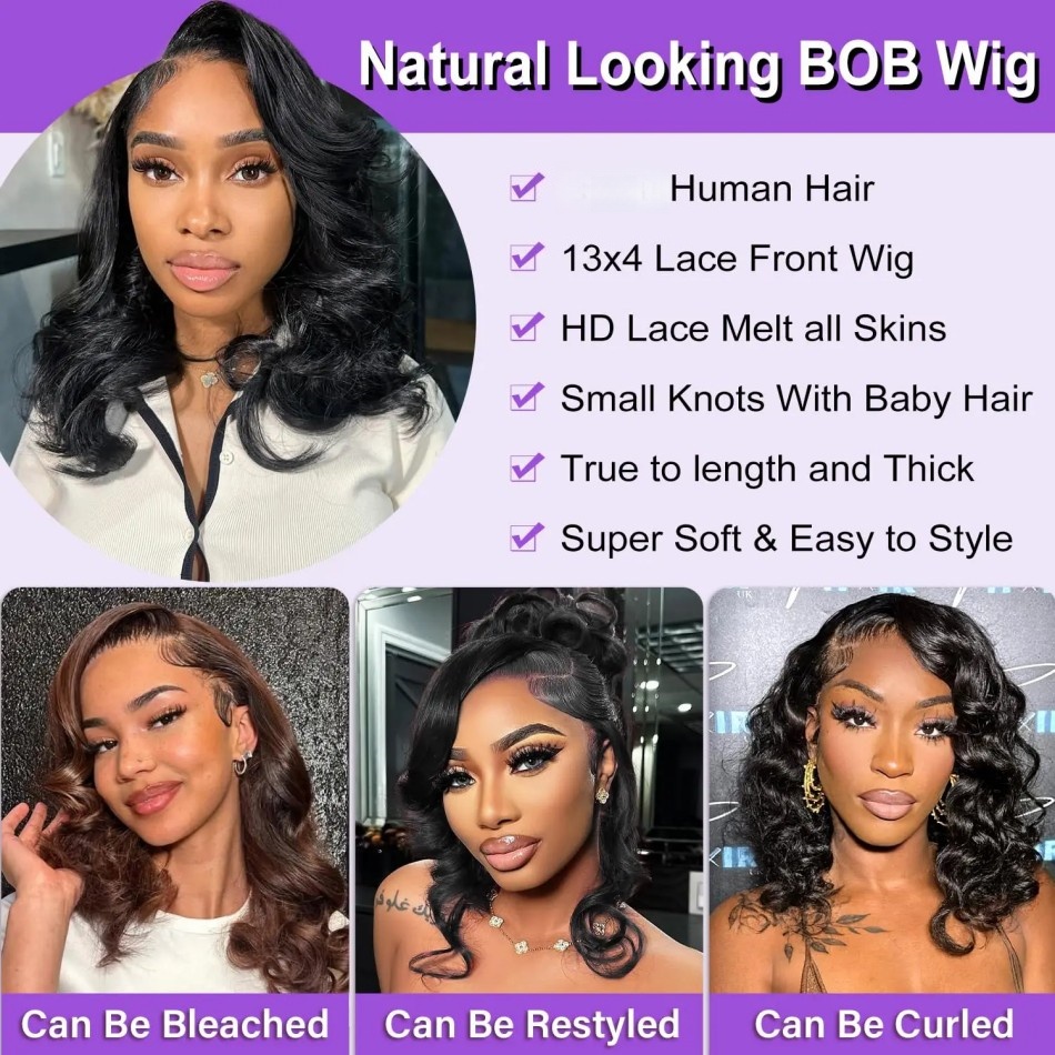 Body Wave Short Bob Wig Human  - Lace Front Wig incelemesi ve fiyatı