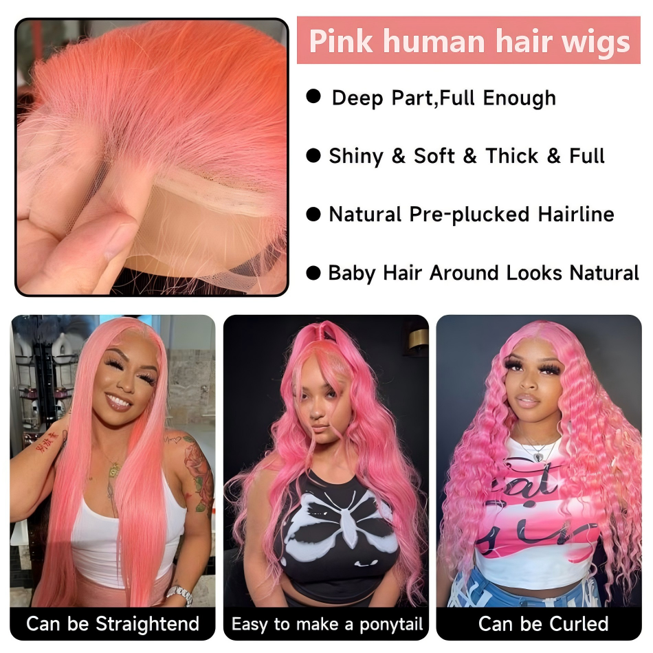 Pink Human Hair Wig Colored Bo - Lace Front Wig incelemesi ve fiyatı